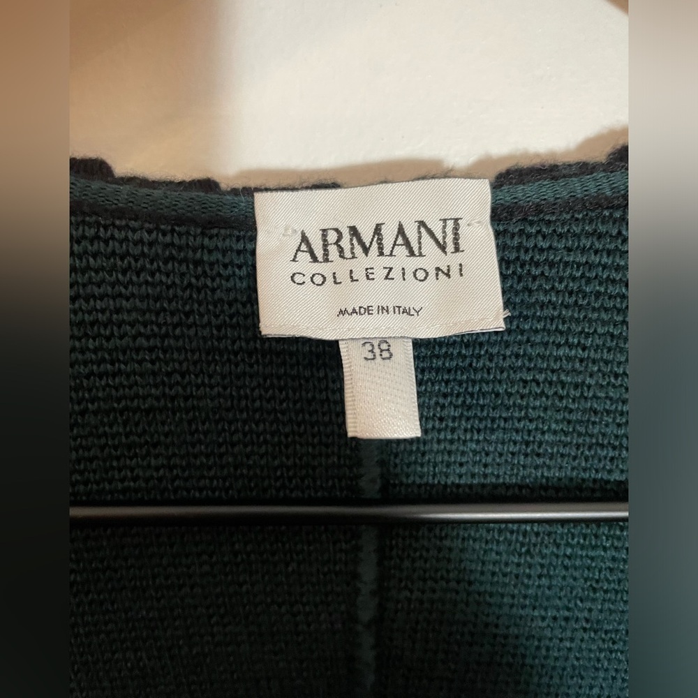 Armani Collezioni Black Wool  Knit Ruffle Cardigan Sweater Size 38/ Small Italy - Picture 2 of 9